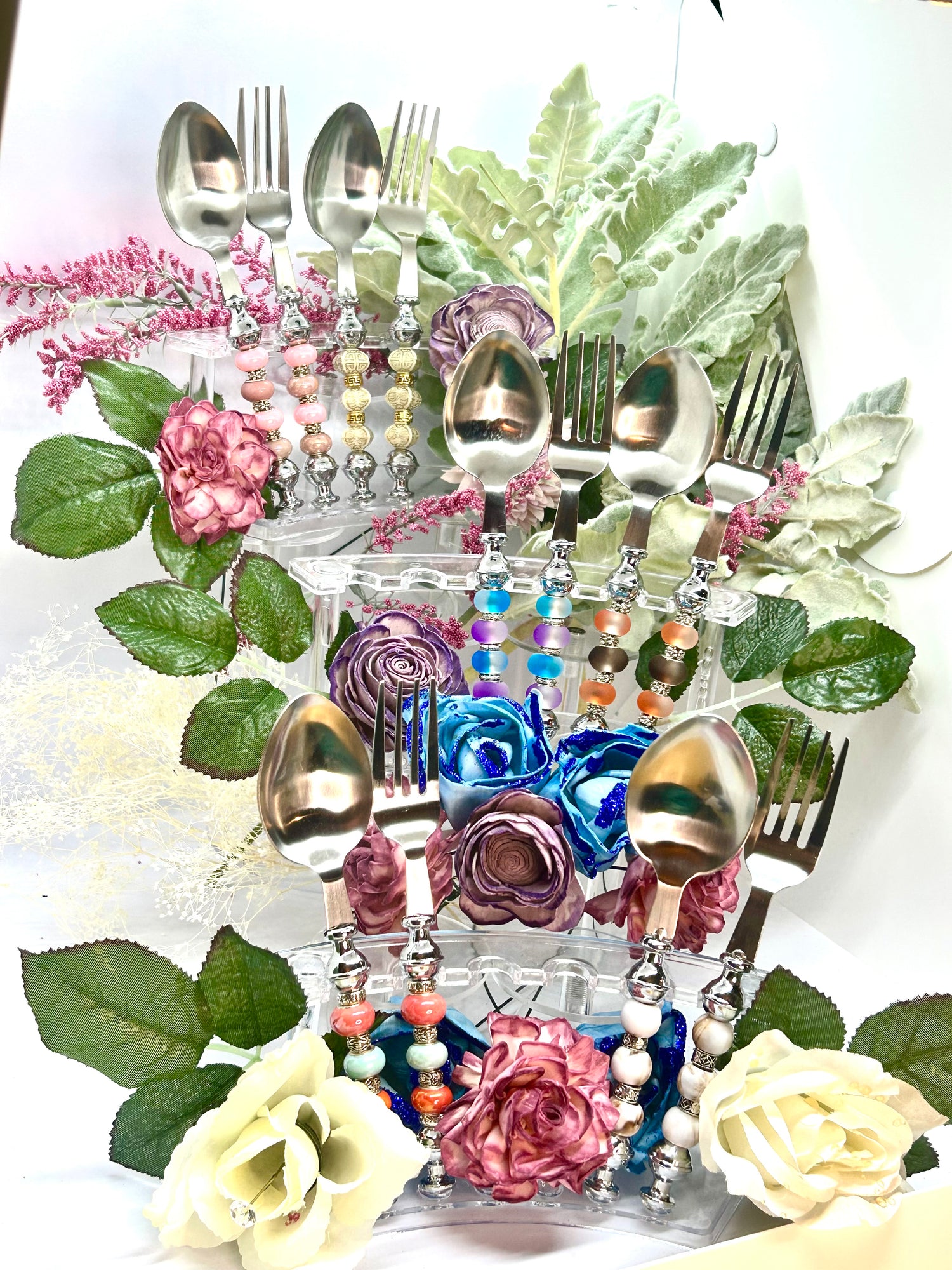 Dine in Delight: Beaded Silverware & Spatula Collection