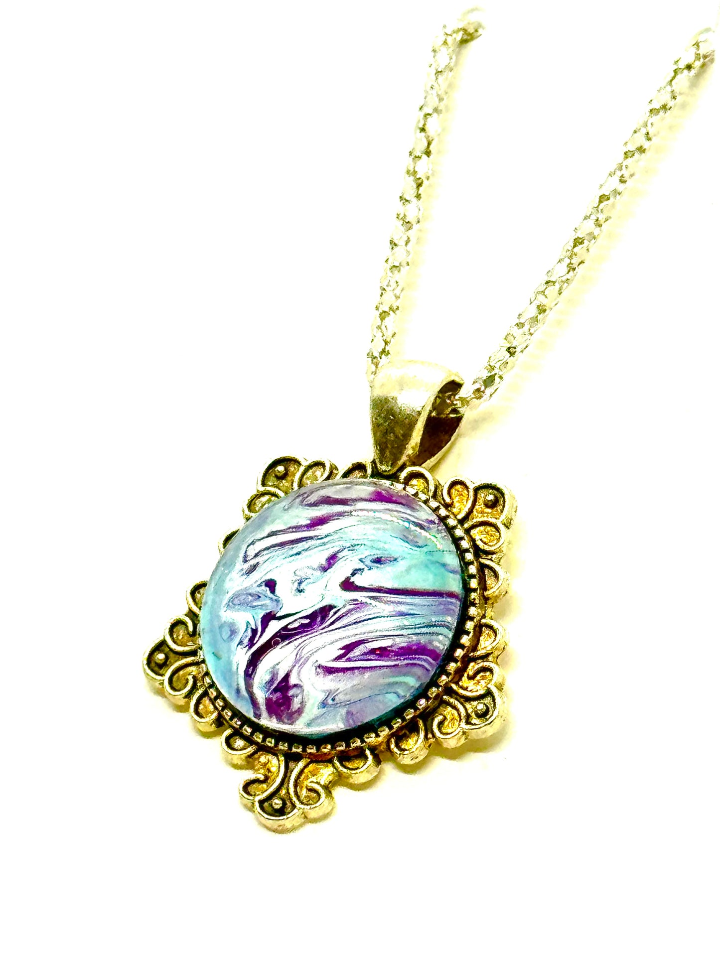 Paint Pour Necklace #9