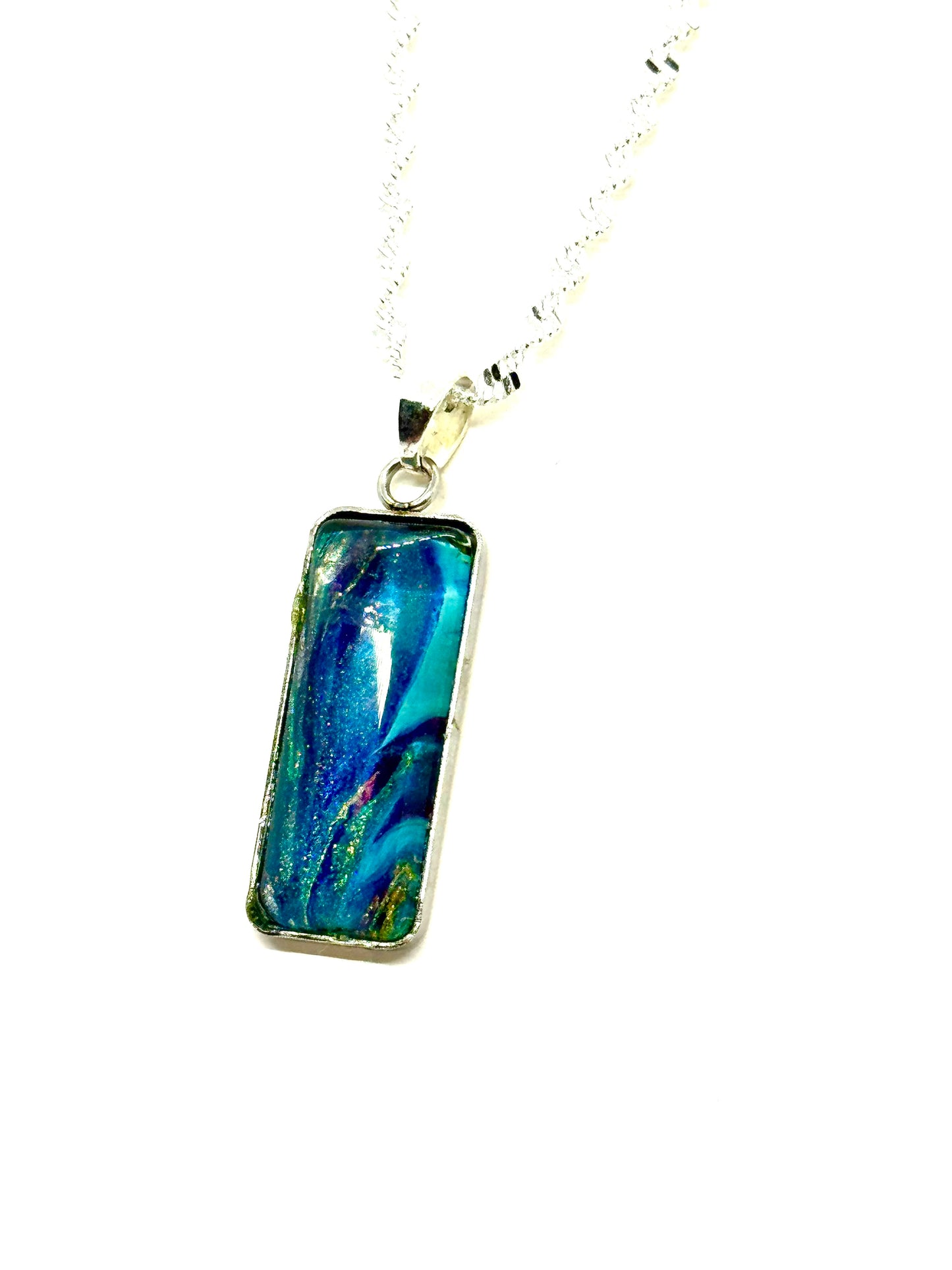Paint Pour Pendant Necklace #3