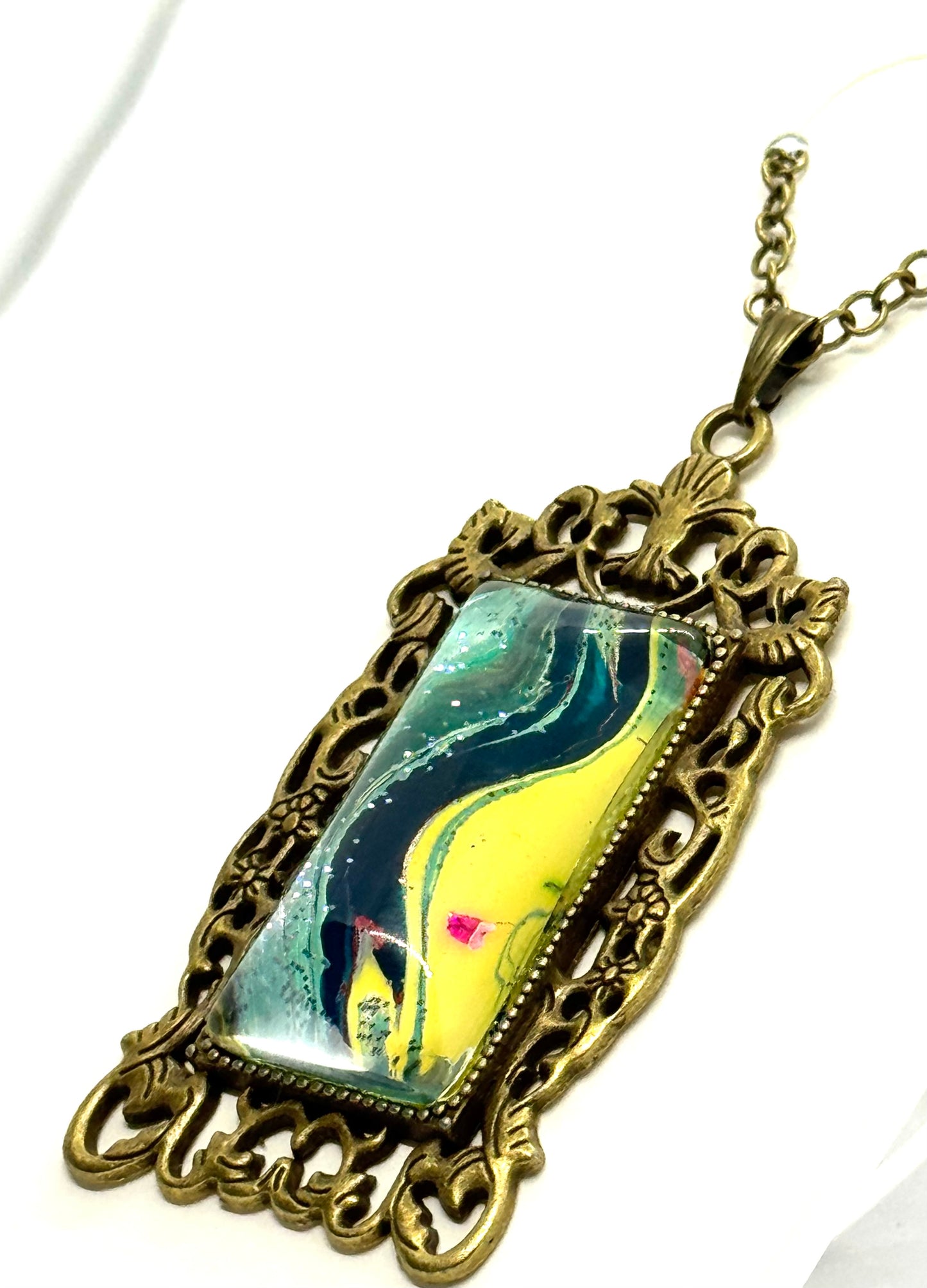 Paint Pour Necklace #15