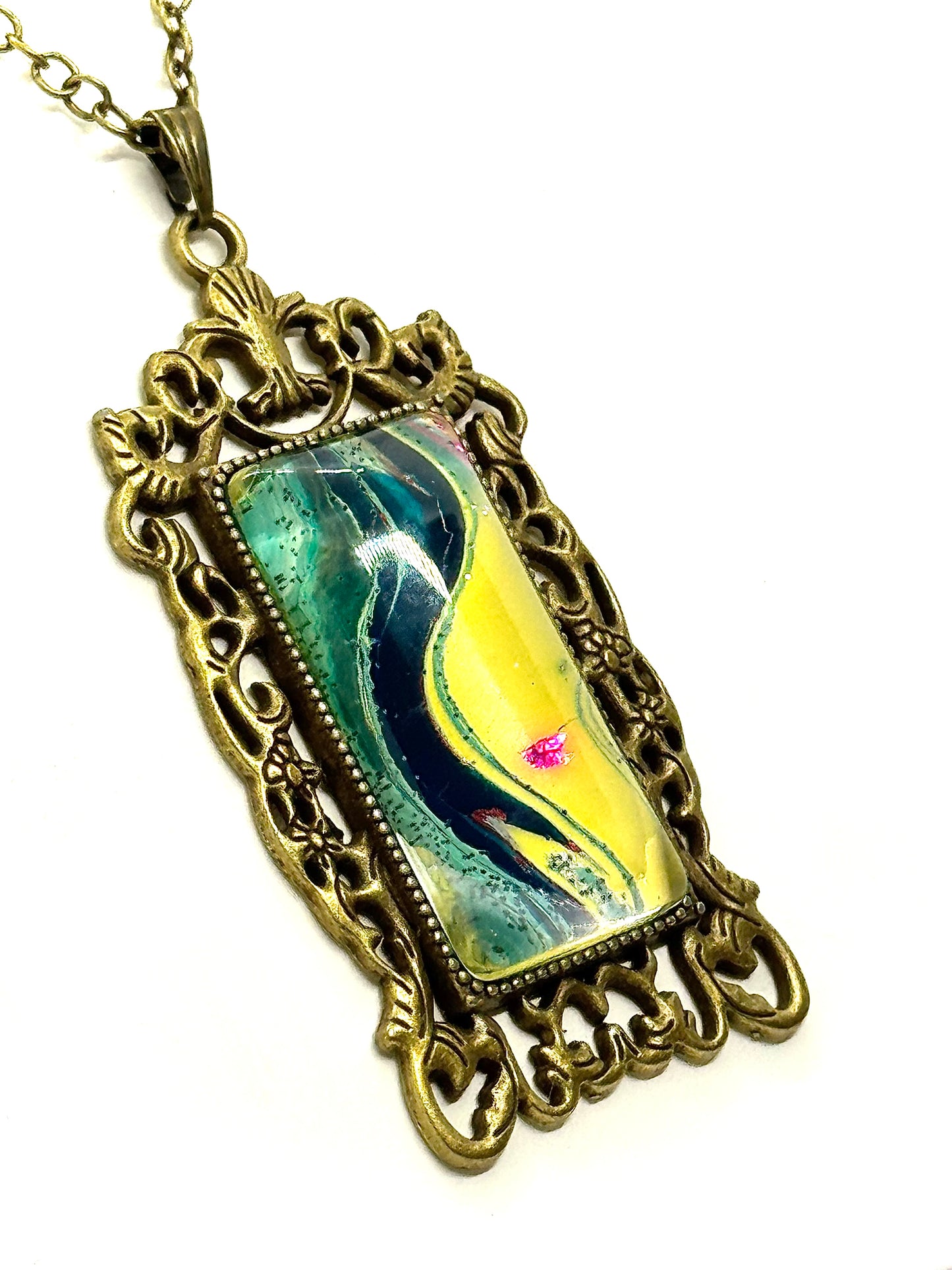 Paint Pour Necklace #15