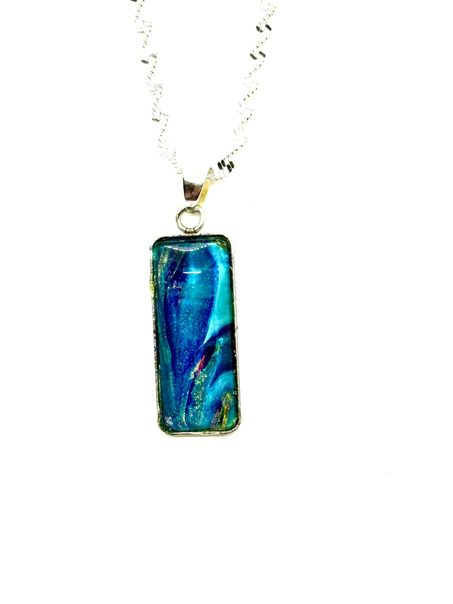 Paint Pour Pendant Necklace #3