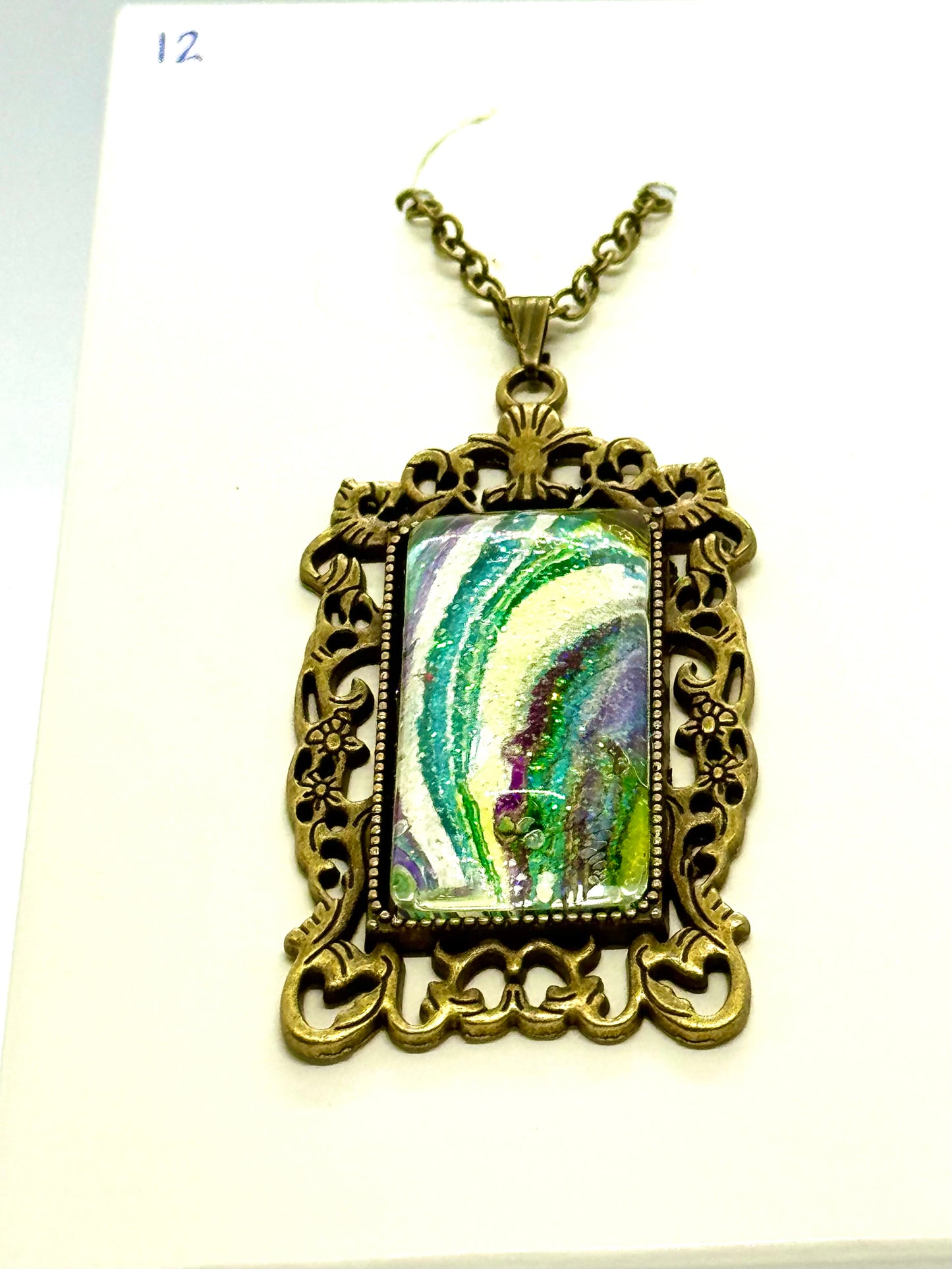 Paint Pour Necklace #12