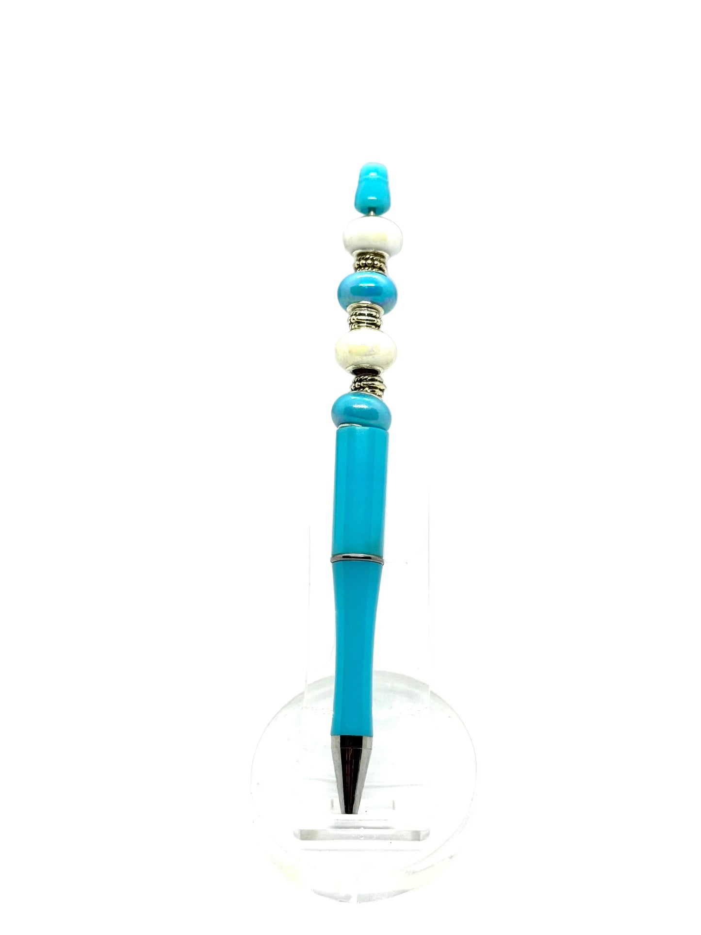 Blue & White Beaded Pen