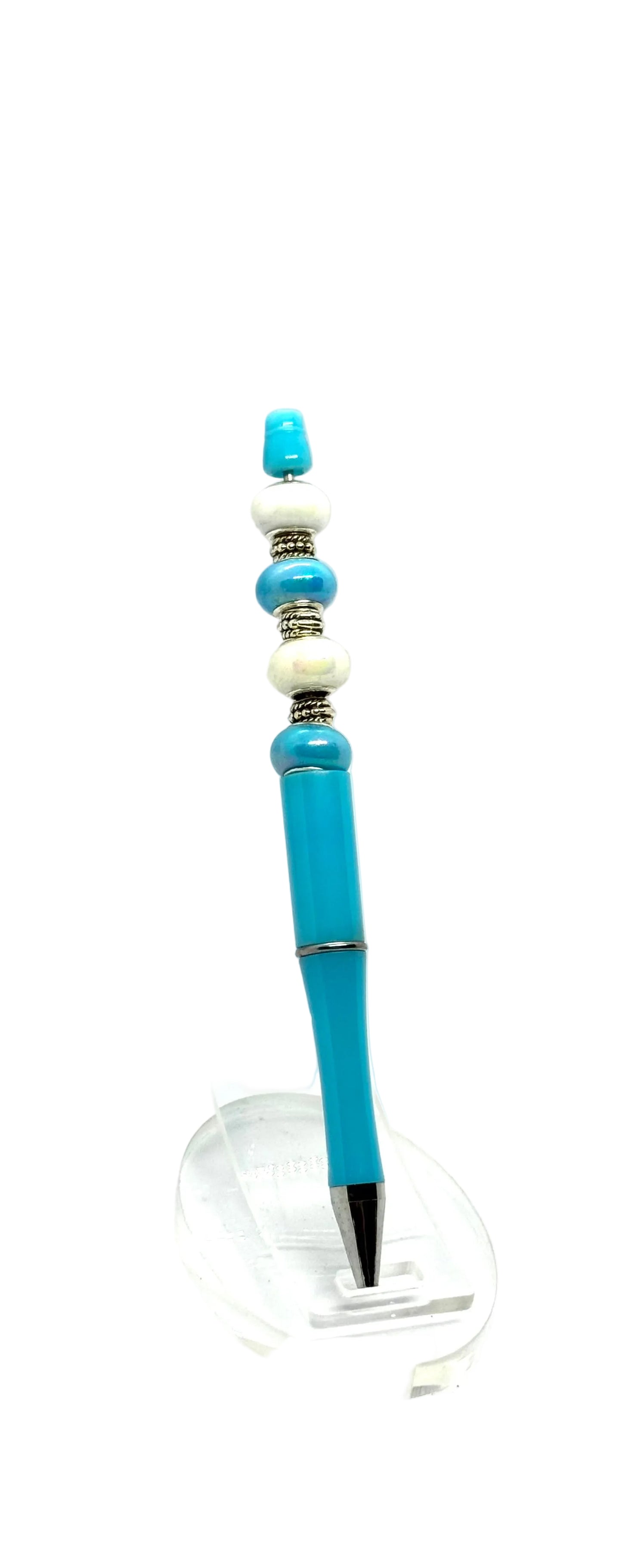 Blue & White Beaded Pen