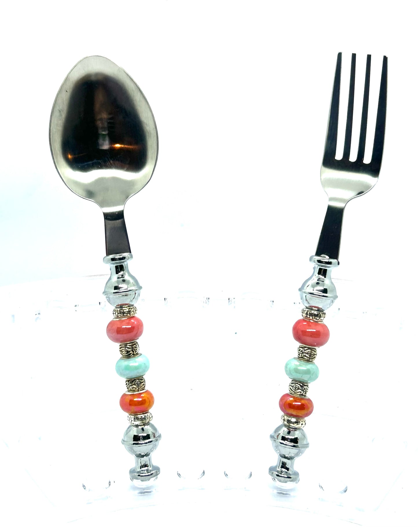 Beaded Spoon & Fork 2pc Set