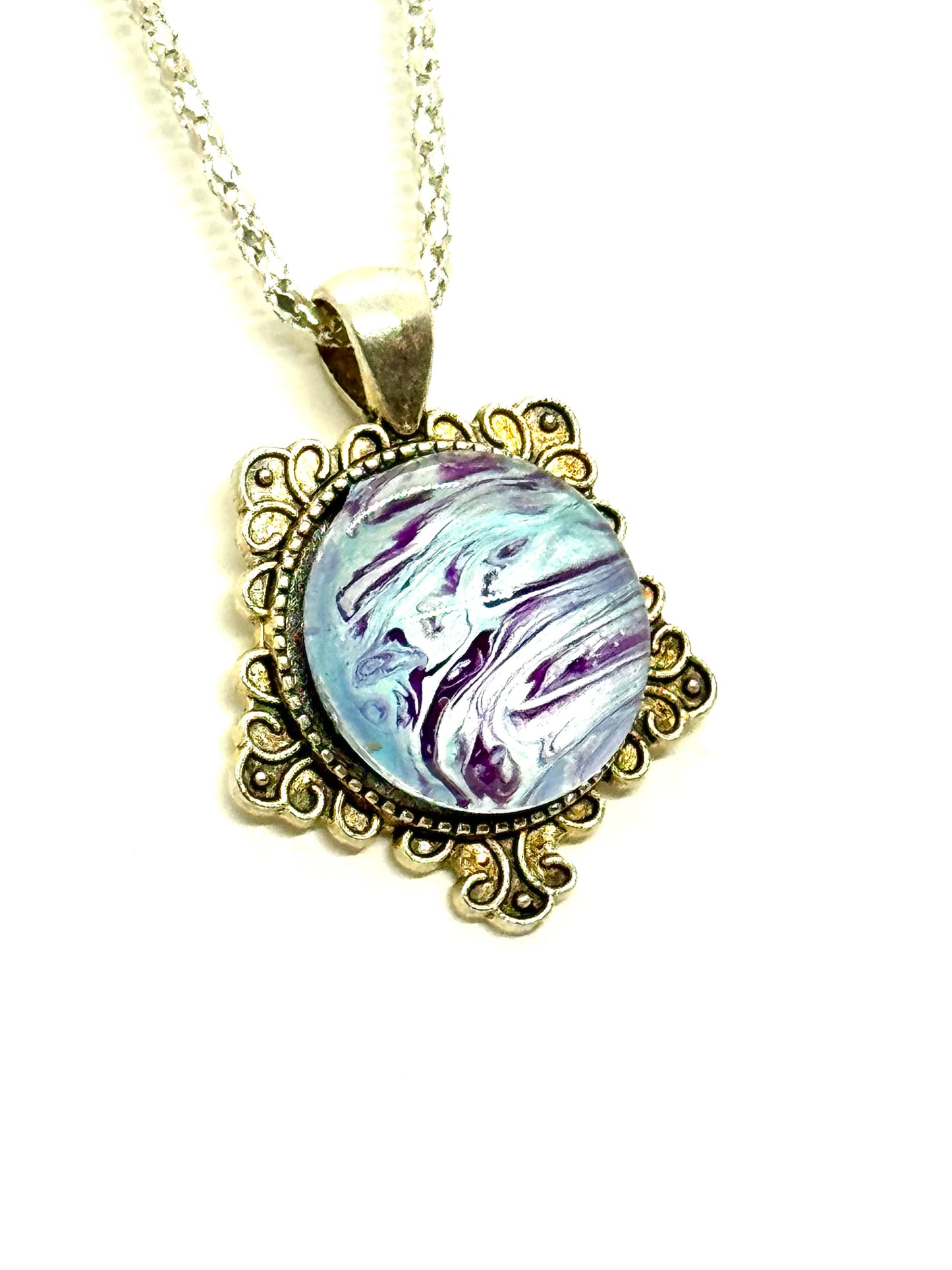 Paint Pour Necklace #9