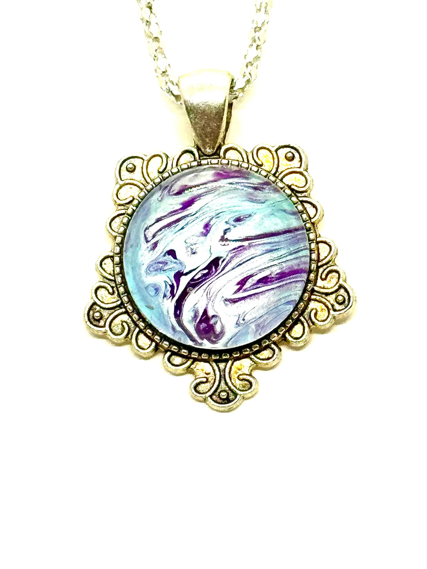 Paint Pour Necklace #9