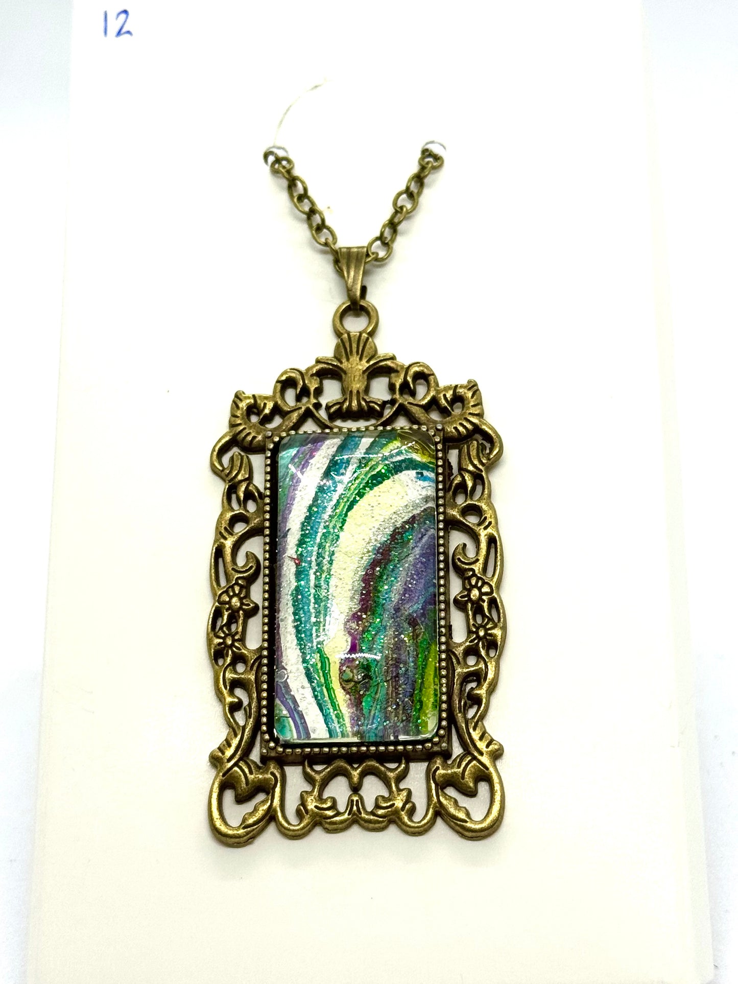 Paint Pour Necklace #12