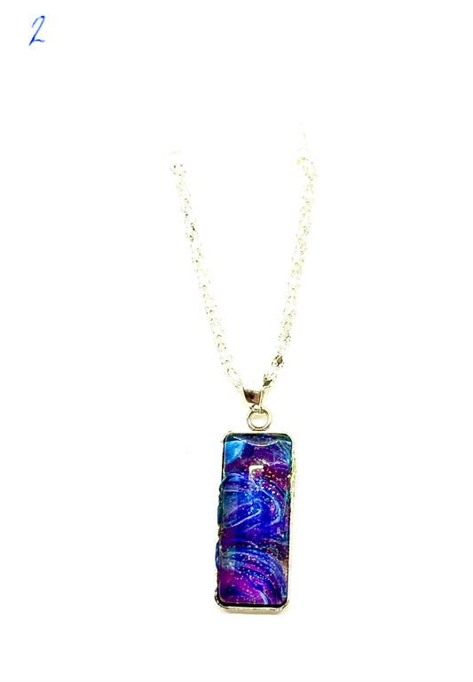 Paint Pour Pendant Necklace #2