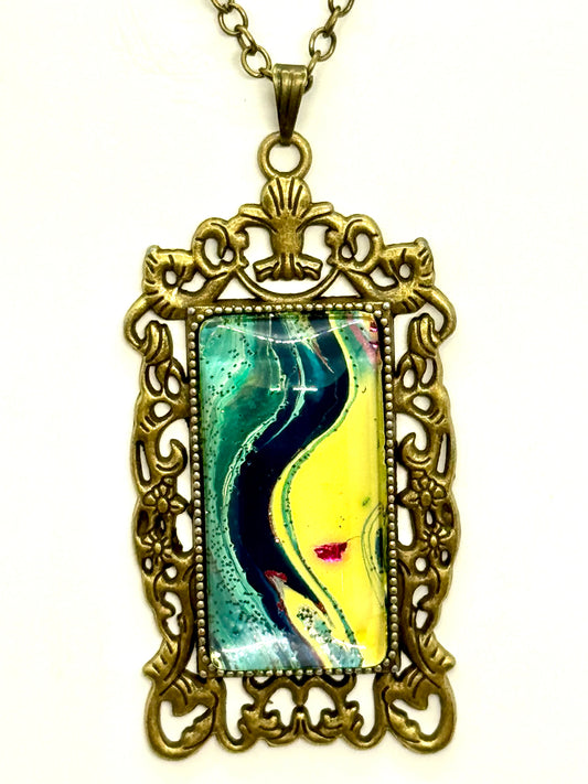 Paint Pour Necklace #15