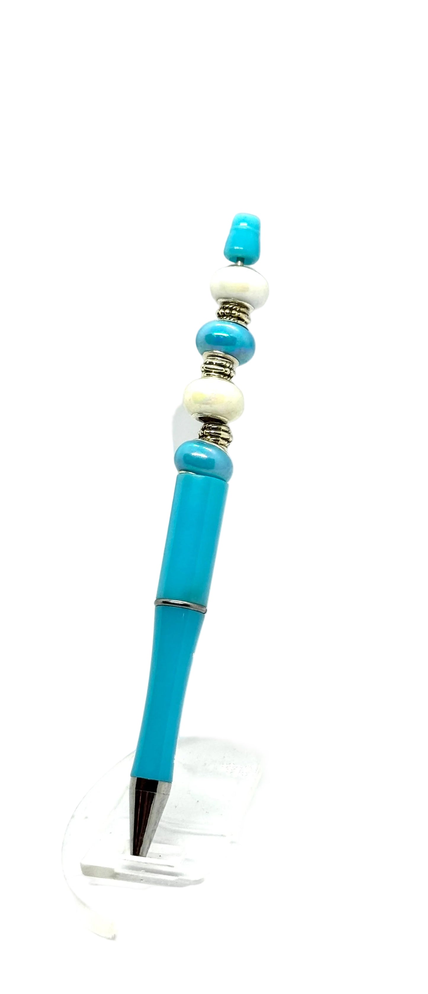 Blue & White Beaded Pen