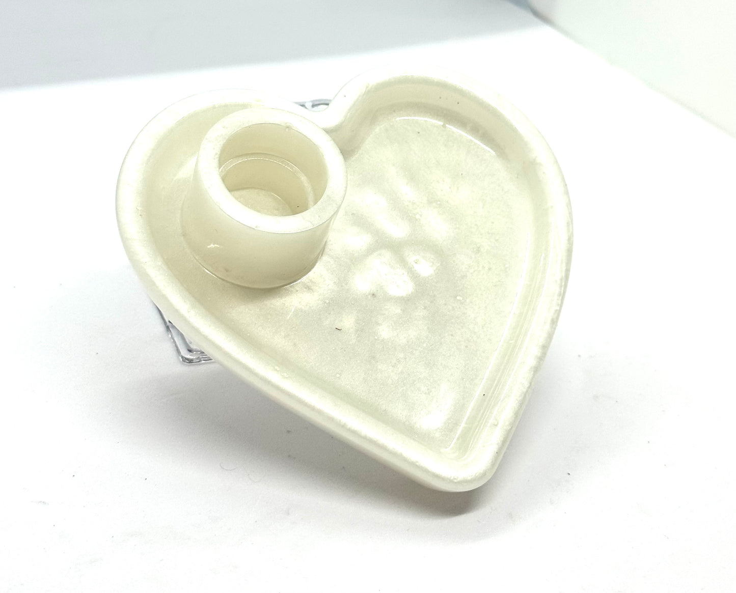 White Heart Shaped Candle Holder
