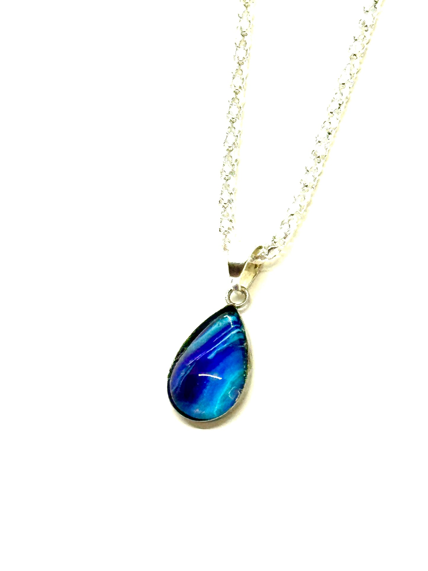 Teardrop Paint Poured Pendant Necklace #8