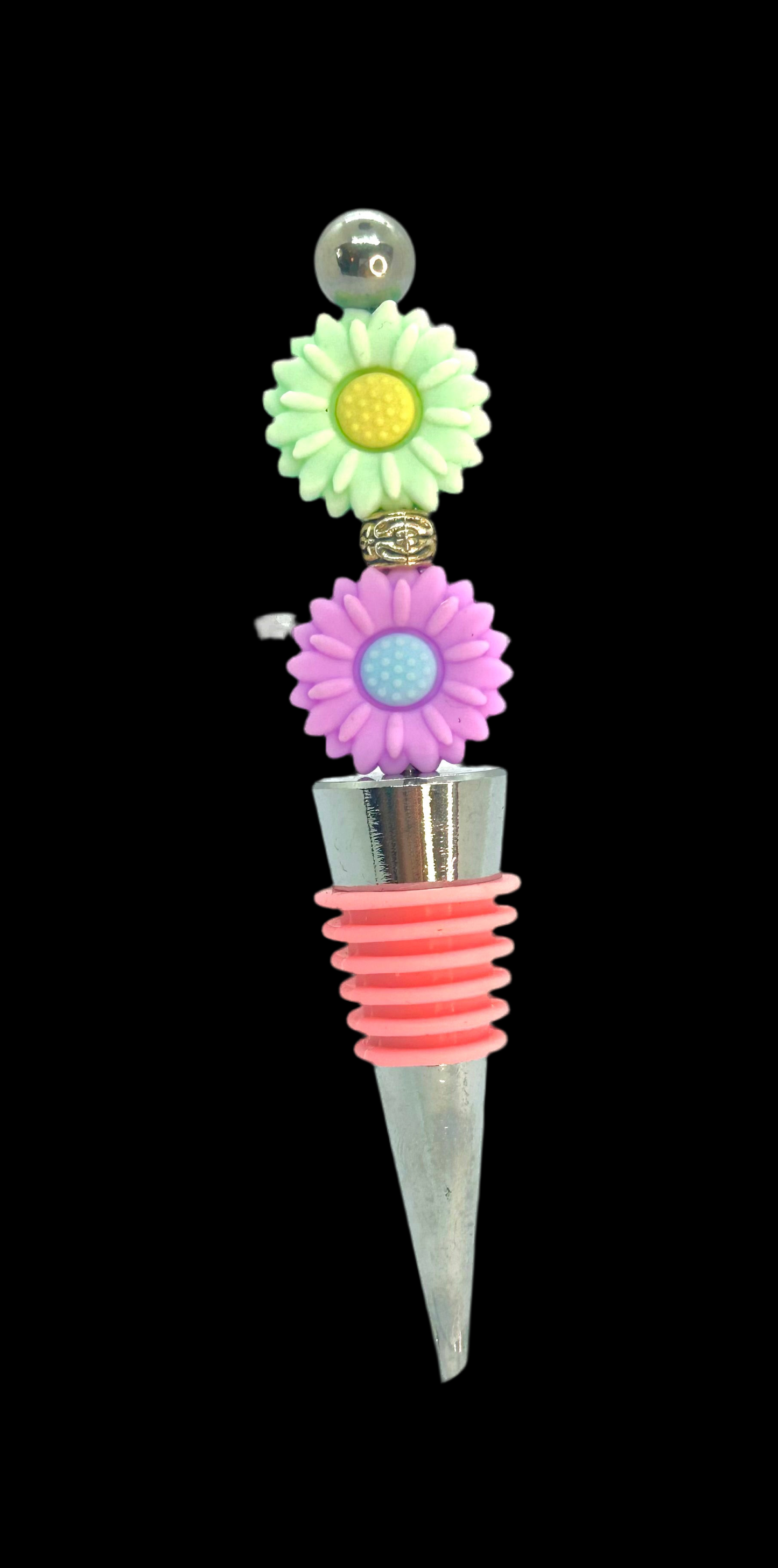 Flower Beaded Wine Stop