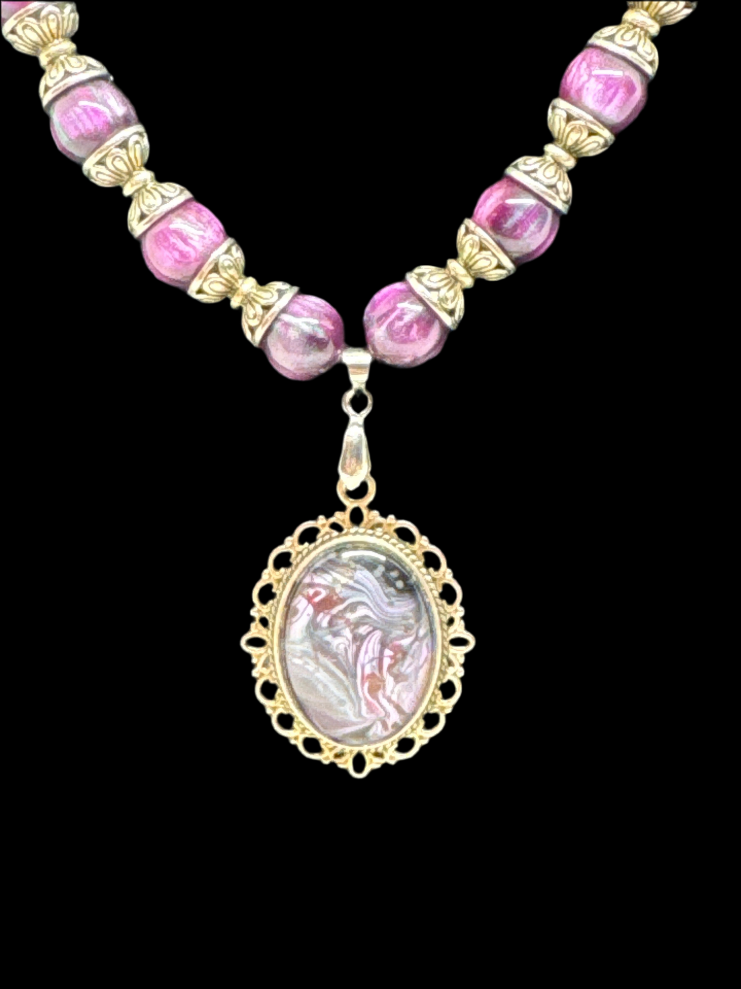 Purple Paint Pour Necklace
