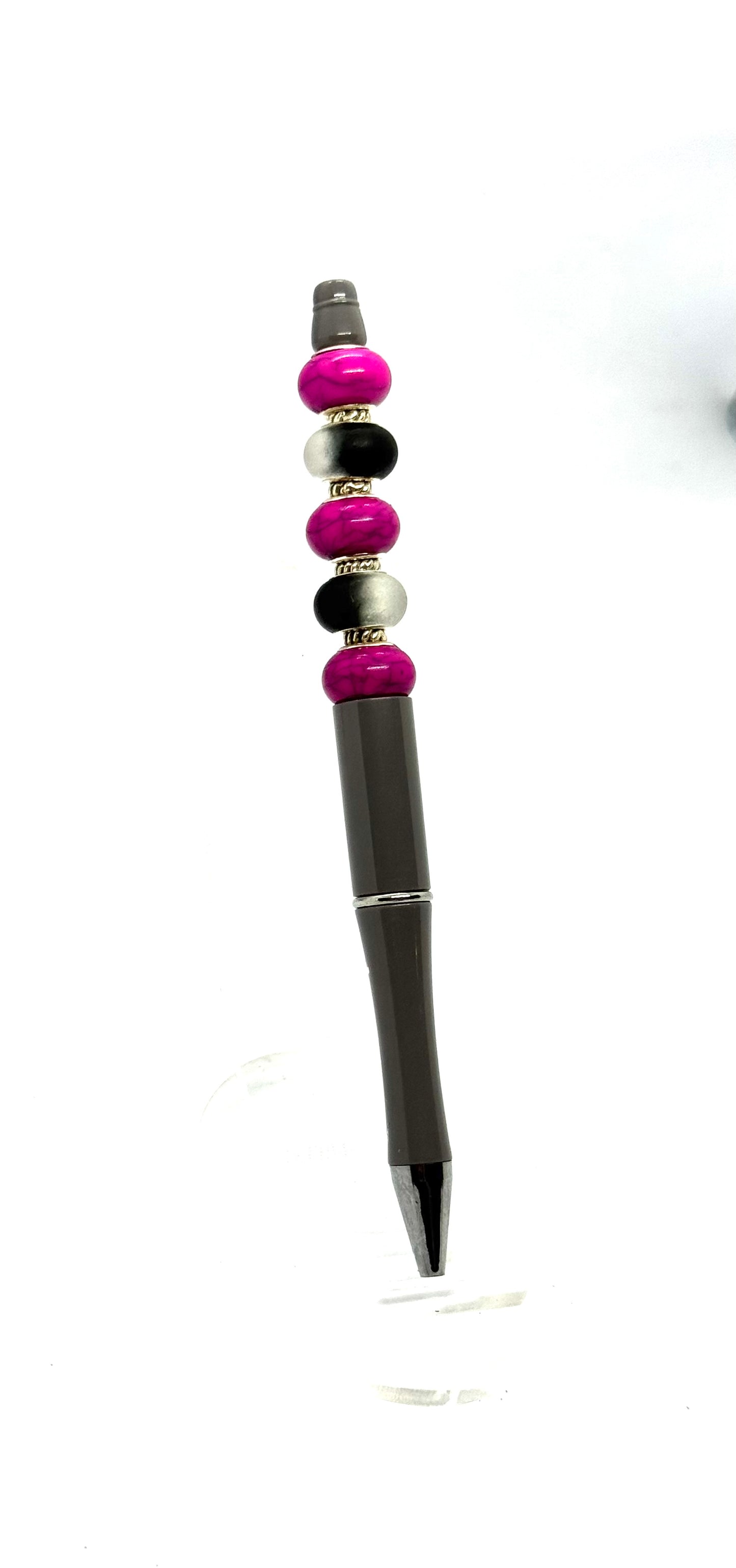 Gray & Pink Beaded Pen